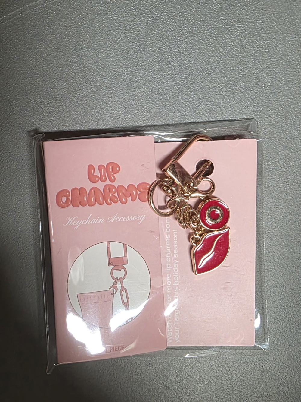 Target Pink and Gold Lip Charms Keychain Accessory